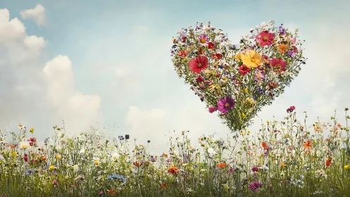 Heart Blooms Rise: Wildflower Sky Moment.