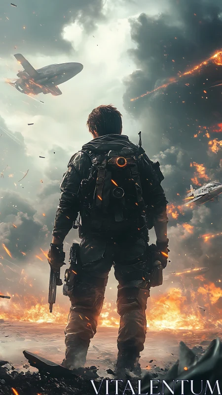 Lone shockwave soldier rewrites the battlefield sky in fire