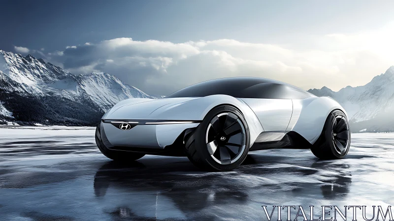 Glacier runway racer, a silver concept comet on ice roads.