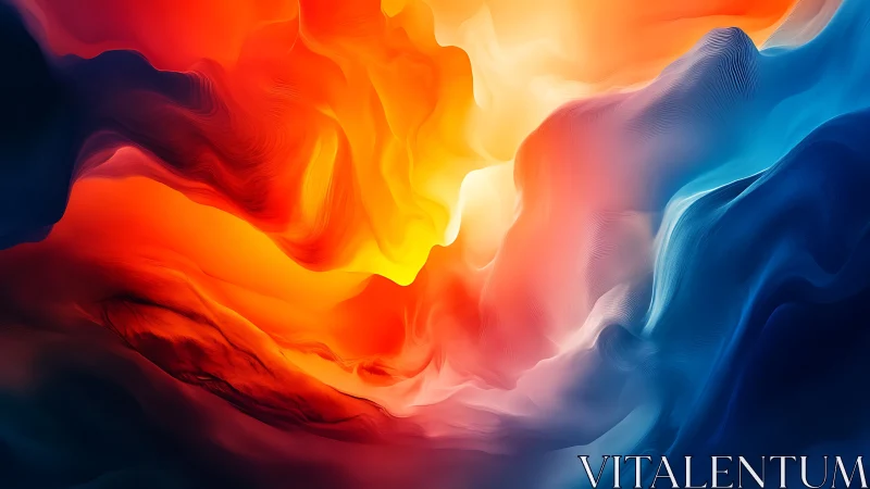 Gentle collision of fire and ice in flowing color waves.