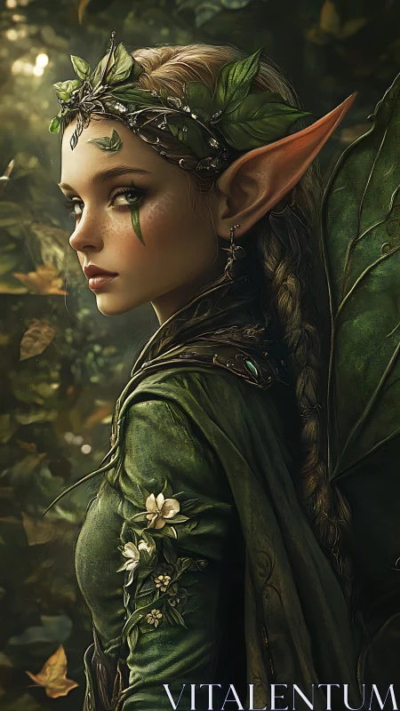 Forest fairy guardian in soft golden evening light.