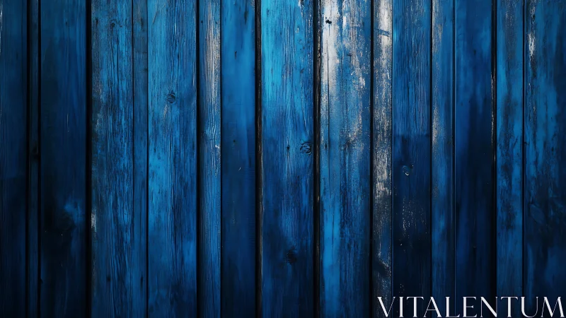 Deep blue wooden planks form a textured rustic backdrop.