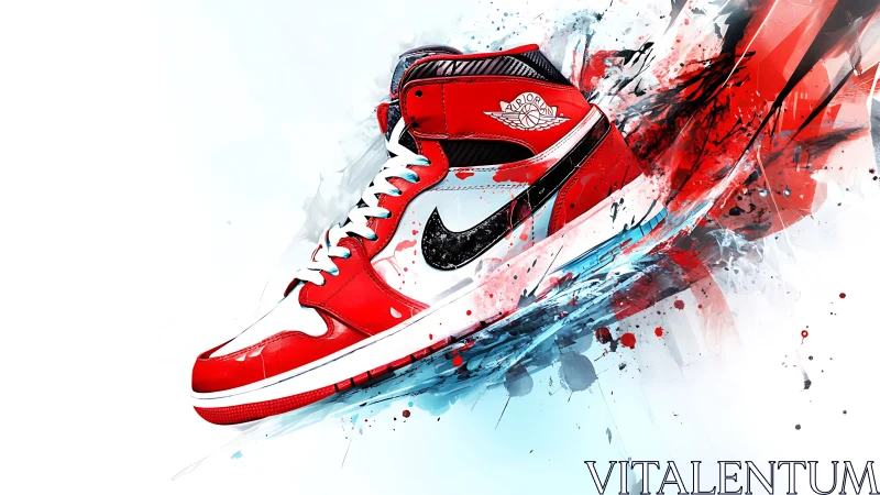 Explosive sneaker artwork captures dynamic street style energy