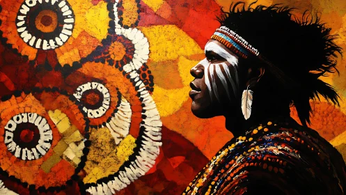 Profile of the Painted Elder amid Spiraling Sun Echoes.