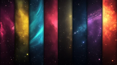 Striped galaxies trade colors like cosmic cards at midnight