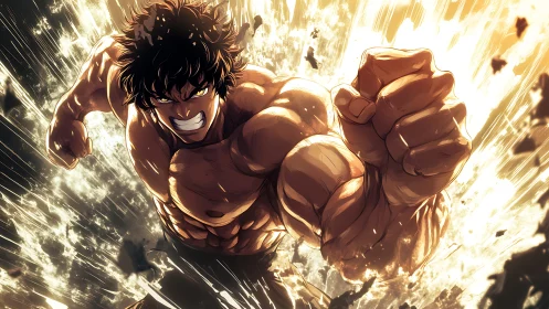 Fury-lit brawler erupts forward in a blazing impact storm.