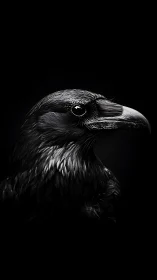 Midnight raven portrait rendered in dramatic low key lighting.