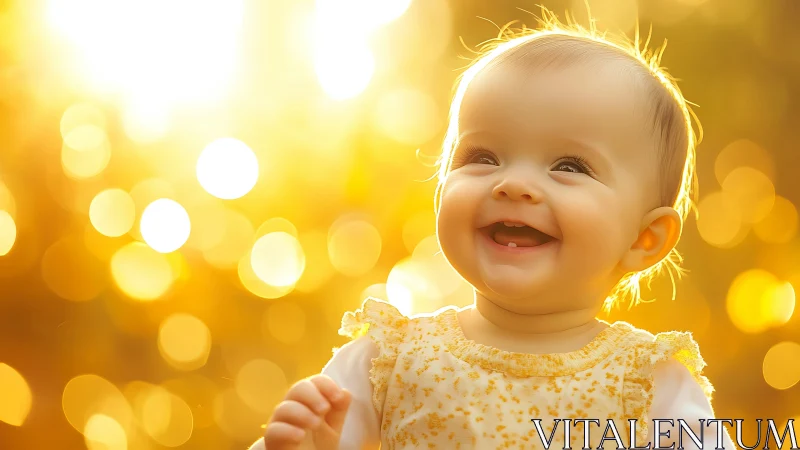 Smiling baby faces warm golden backlight in shallow focus