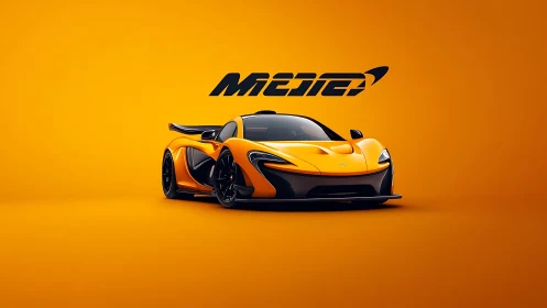 Orange hypercar render isolates aerodynamic form on vivid field