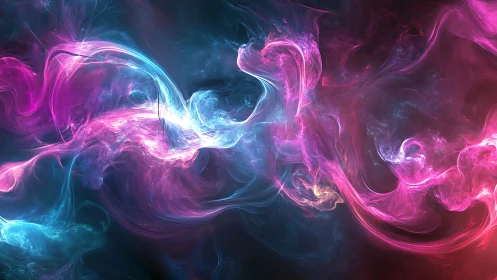 Nebula ribbons argue in neon pink, blue, and cosmic glow