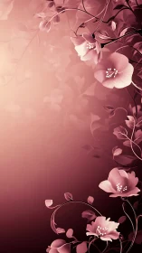 Elegant Pink Blossoms Against Gradient Deep Maroon Backdrop.