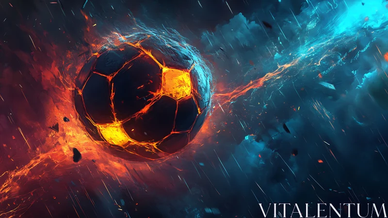 Exploding molten football sphere cleaves dynamic fire and ice