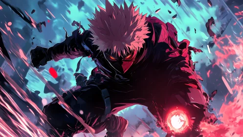 Explosive cyber-kinetic striker in high-velocity descent.