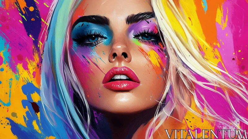 Bold neon portrait glowing with expressive color and attitude.