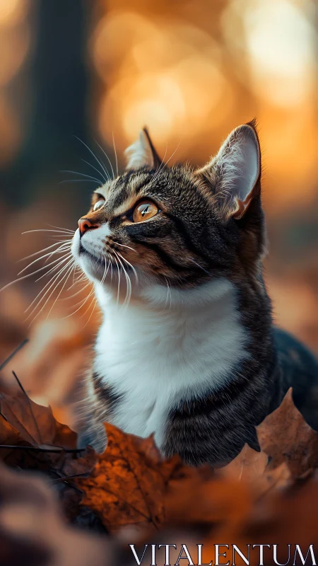 Tabby Contemplation: Where Amber Eyes Meet Autumn's Whisper