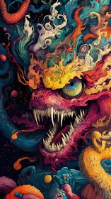 Chromatic vortex dragon rendered as turbulent spectral predator.