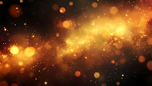 Golden particulate field forms dense horizontal luminous band