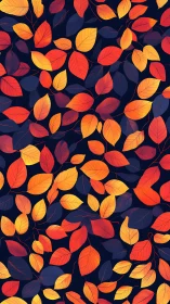 Autumn foliage pattern with orange and yellow leaves on navy.