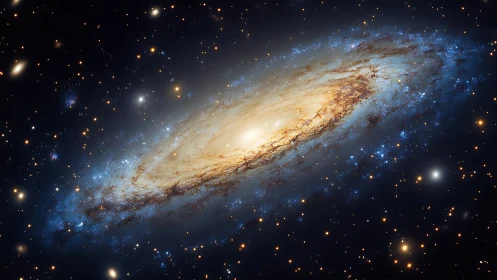 Spiral galaxy pirouettes in a star-salted midnight ocean.