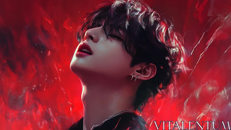 Digital portrait shows youth in red ambient glow