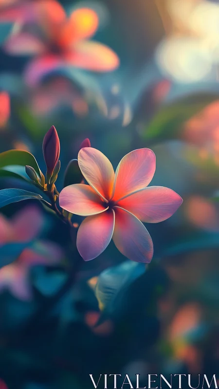 Soft Pink Plumeria with Bokeh Background.