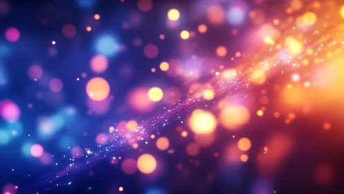 Vibrant bokeh lights on colorful abstract gradient background.