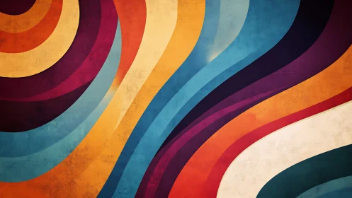 Swirling retro ribbons paint a sunlit wave of color.