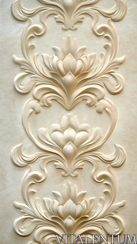 Elegant cream floral relief pattern with soft sculpted curves.