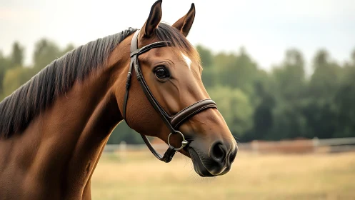 Pasture daydreams of a chestnut horse in quiet golden light.