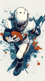 Dynamic football runner charges ahead with bold color energy