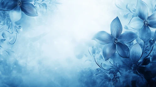 Sapphire Blooms Dance Through Twilight Mist