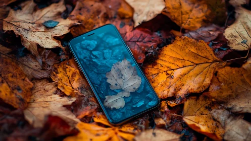 Autumn's Digital Echo: Phone Lost in the Fall.
