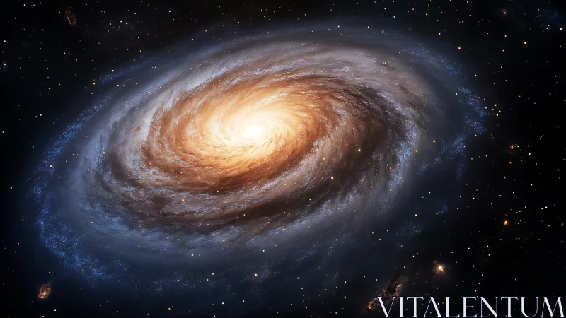 Star-swirled galaxy pirouettes like molten light in deep space