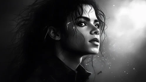 Monochrome digital portrait of person in side profile view.