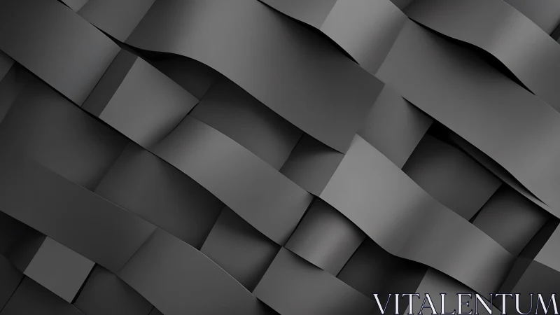 Abstract black geometric waves, modern 3D layered pattern background.
