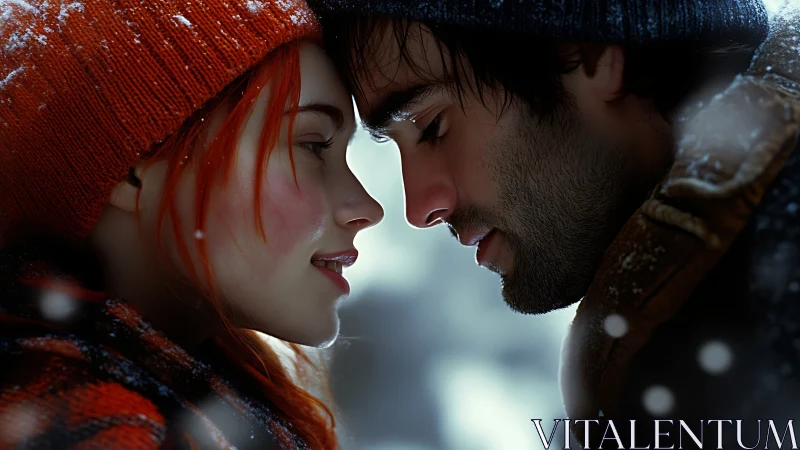 Winter's Tender Moment: Two Souls Converge in Frosted Intimacy.