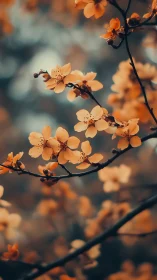 Golden blossoms illuminate delicate spring branches in soft sunlight.