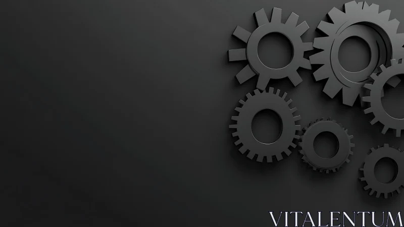 Monochrome matte gear assembly on dark industrial background