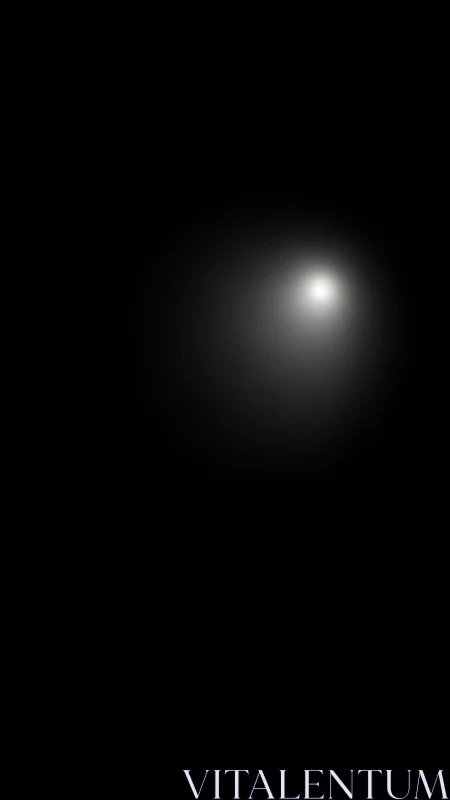 Single soft white light fading into deep black background.