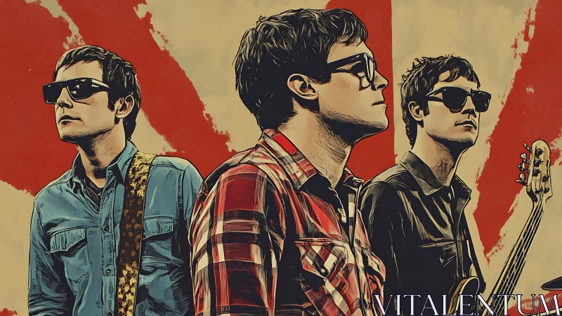 Sunglassed indie trio marches through painted soundwaves