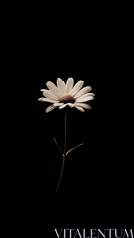 Serene White Daisy Glowing Against a Black Canvas