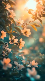 Golden Blossoms Bathed in Warm Sunlight Glow