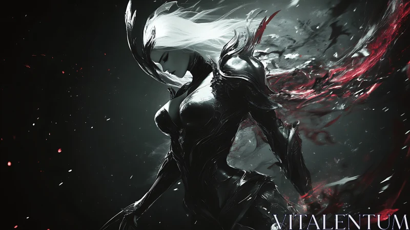 Dark ethereal warrior in flowing bio-mech armor design.