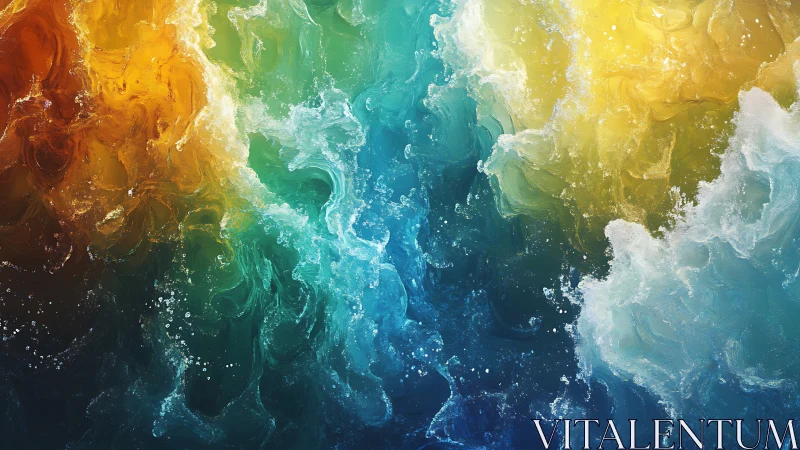 Multicolor fluid abstraction with layered swirling textures.