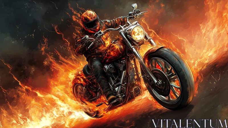 Pyrokinetic motorcyclist in high-velocity combustion drift.