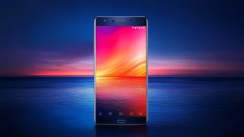 Stunning Sunset Displayed on Sleek Modern Smartphone