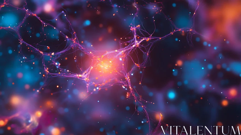 Neural-like filaments form luminous network against dark field