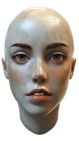 Hyperrealistic bald female 3D head with detailed skin microtexture