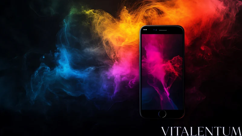 Vibrant smartphone display channels multicolor volumetric smoke plumes