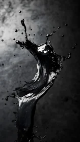Dark liquid splash column rises against diffused backdrop